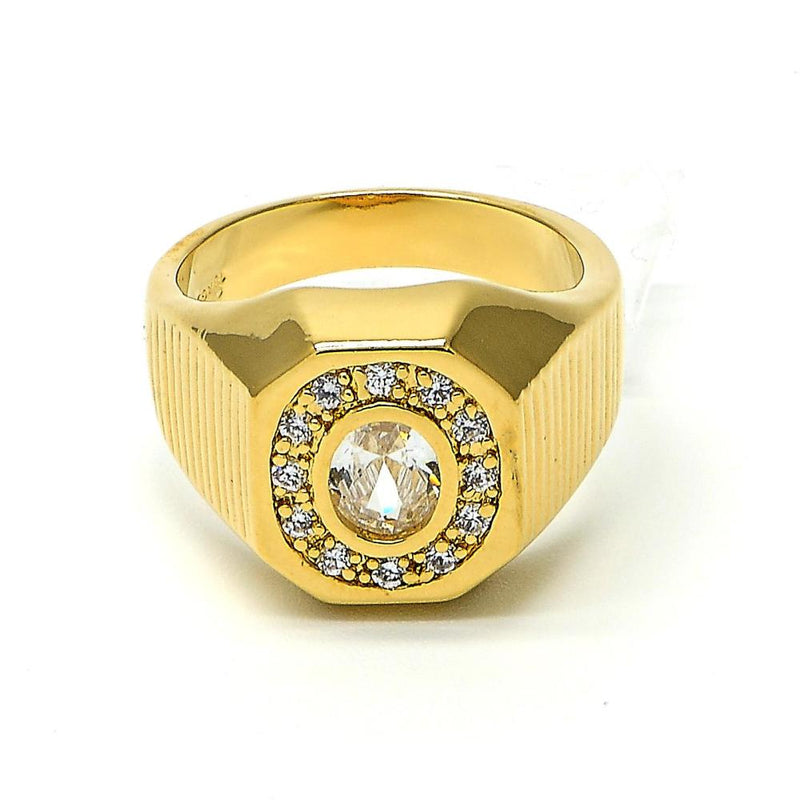 14K GOLD MENS RING with CZ & DIAMONG CUT FINISH