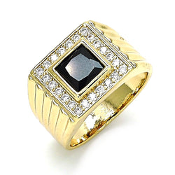 14K GOLD BLACK CZ with WHITE MICRO