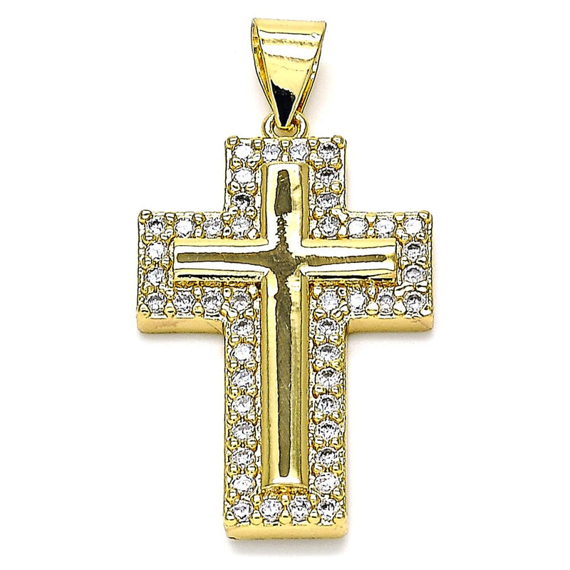 14K GOLD CROSS with WHITE MICRO PAVE