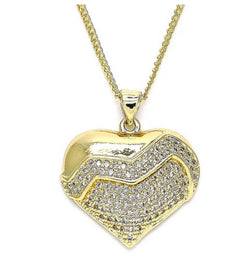 14K GOLD HEART PENDANT MICRO PAVED