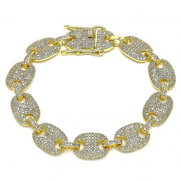 14K GOLD PUFF MARINER BRACELET 13MM