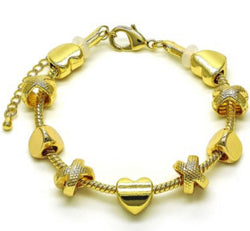 14K GOLD HEART DESIGN CHARM BRACELET