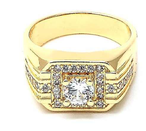 14K YELLOW GOLD MEN'S RING with CZ