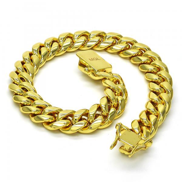 14K GOLD TONE CUBAN LINK BRACELET 8MM