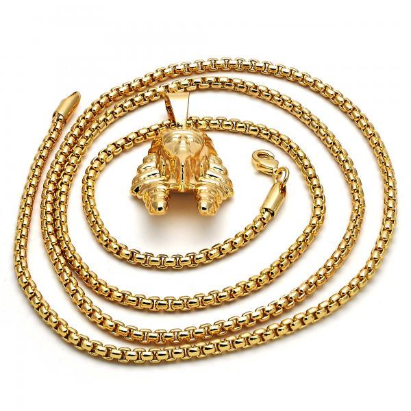 14K GOLD PHARAOH PENDANT + NECKLACE