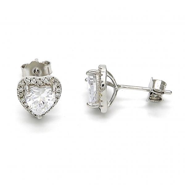 STERLING SILVER STUD EARRINGS with WHITE CZ & WHITE CRYSTALS