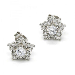 STERLING SILVER STUD EARRINGS with WHITE CZ