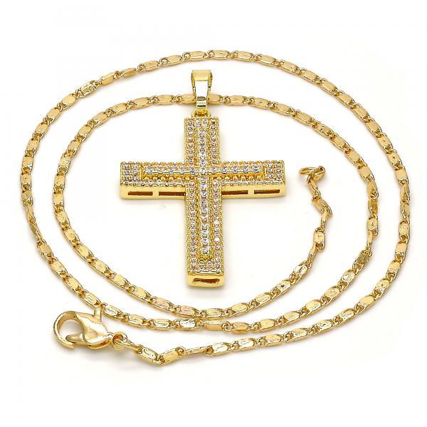 18K GOLD CROSS WITH CZ + NECKLACE