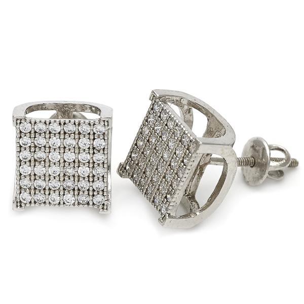 STERLING SILVER STUD EARRINGS with WHITE MICRO PAVE