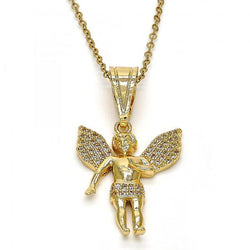 18K GOLD ANGEL DESIGN PENDANT + NECKLACE