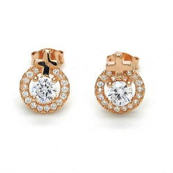 ROSE GOLD TONE STUD EARRINGS with WHITE CZ