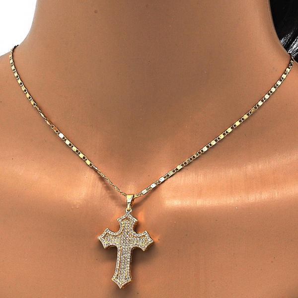 14K GOLD CROSS PENDANT + NECKLACE