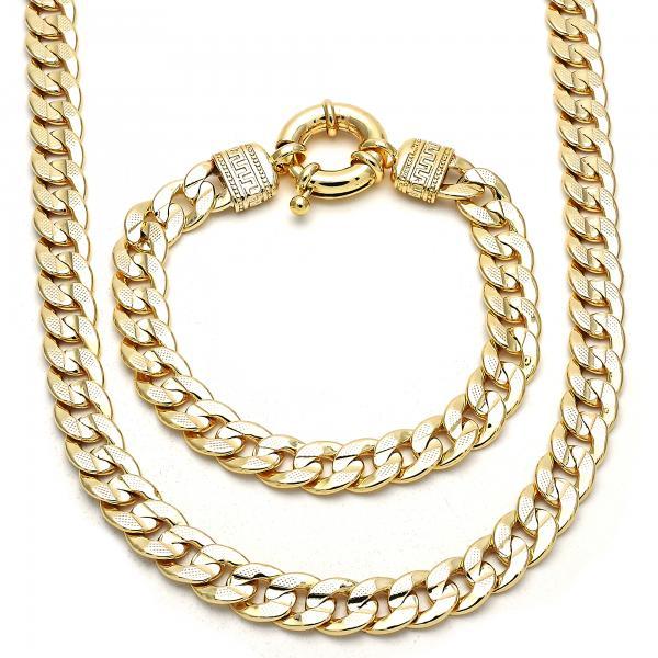 14K GOLD CUBAN CONCAVE and GREEK SET