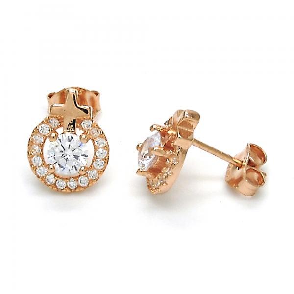 ROSE GOLD TONE STUD EARRINGS with WHITE CZ