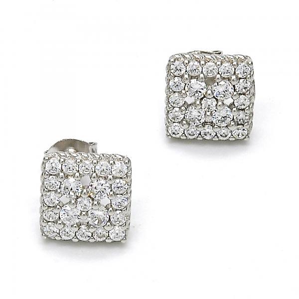 STERLING SILVER STUD EARRINGS with WHITE CZ