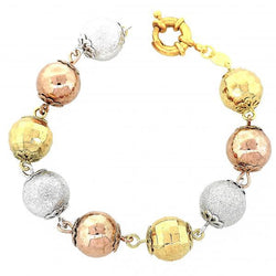 18K GOLD BALL DESIGN TRI - TONE BRACELET 12MM