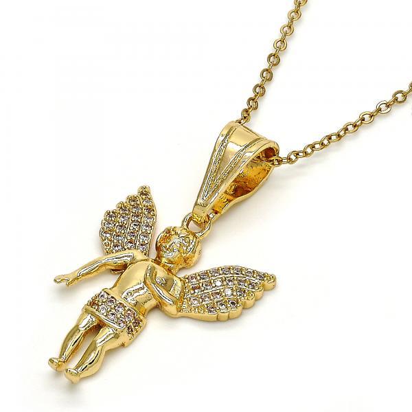 18K GOLD ANGEL DESIGN PENDANT + NECKLACE