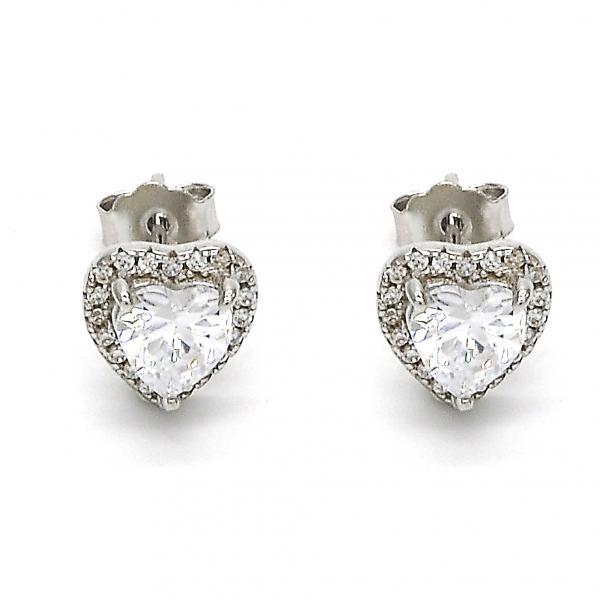 STERLING SILVER STUD EARRINGS with WHITE CZ & WHITE CRYSTALS