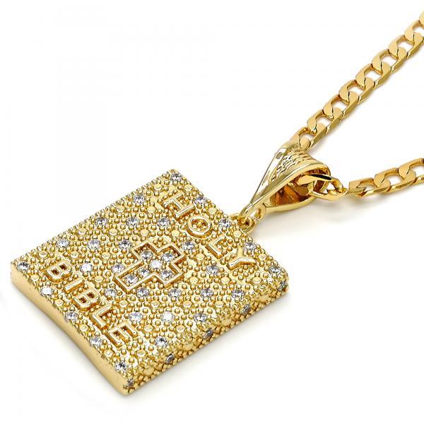 14K GOLD CROSS DESIGN PENDANT with WHITE CZ