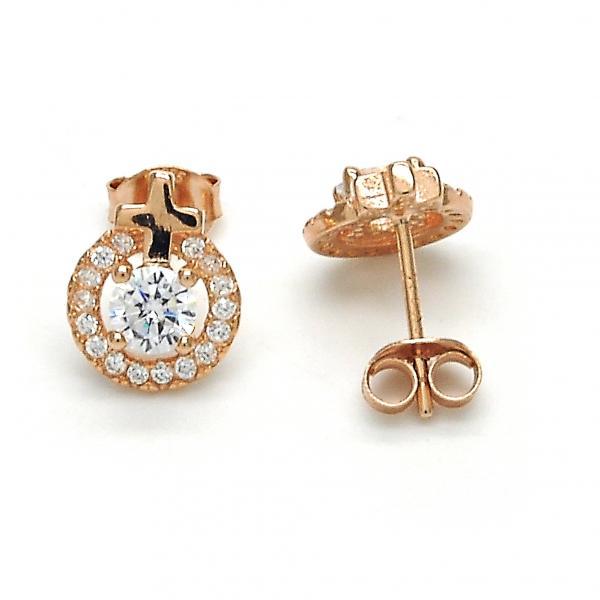 ROSE GOLD TONE STUD EARRINGS with WHITE CZ