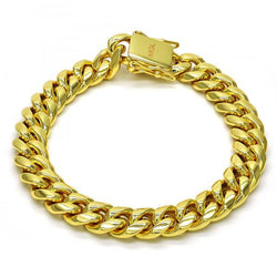 14K GOLD TONE CUBAN LINK BRACELET 8MM