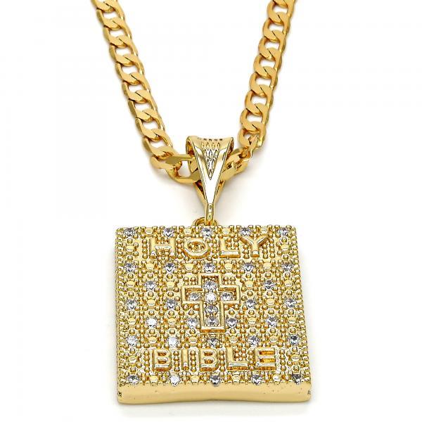 14K GOLD CROSS DESIGN PENDANT with WHITE CZ