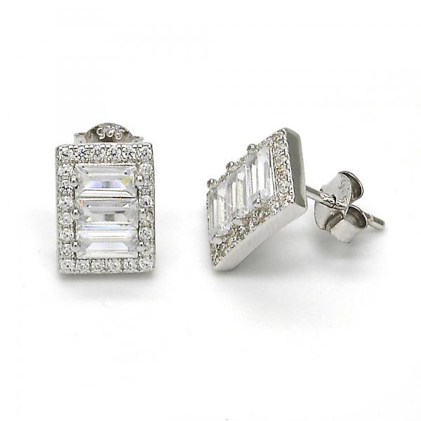 STERLING SILVER STUD EARRINGS with WHITE CZ