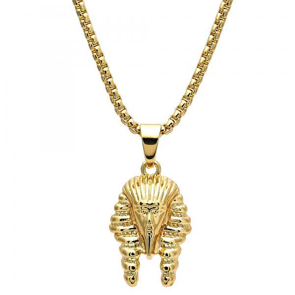 14K GOLD PHARAOH PENDANT + NECKLACE