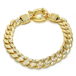 14K GOLD CONCAVE CUBAN & GREEK KEY BRACELET