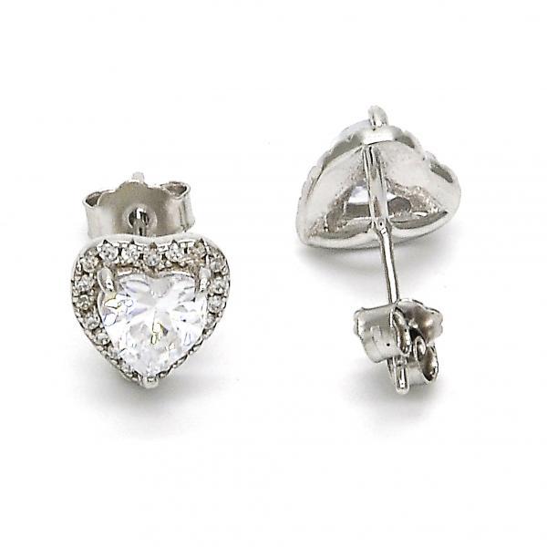 STERLING SILVER STUD EARRINGS with WHITE CZ & WHITE CRYSTALS