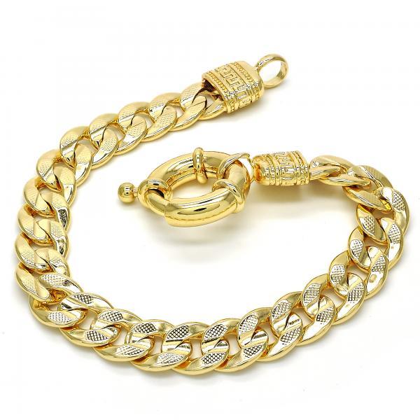 14K GOLD CONCAVE CUBAN & GREEK KEY BRACELET