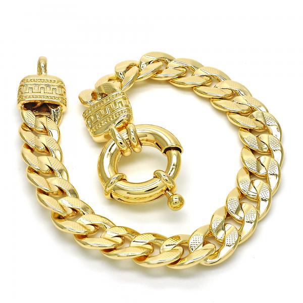 14K GOLD CONCAVE CUBAN & GREEK KEY BRACELET