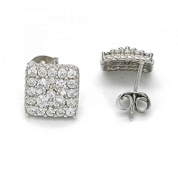 STERLING SILVER STUD EARRINGS with WHITE CZ